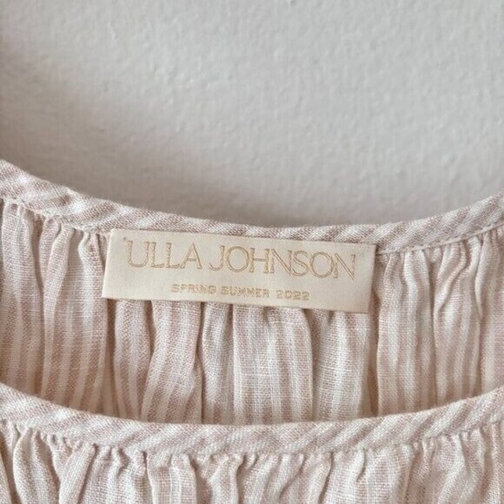 Ulla Johnson Paloma Ruffled Peplum Linen Top Neutral Sand - Picture 12 of 12